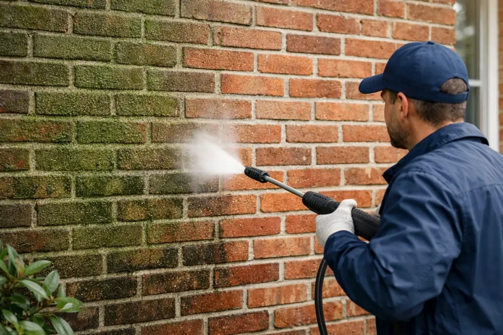 Brickwork Algae Removal Without Surface Damage