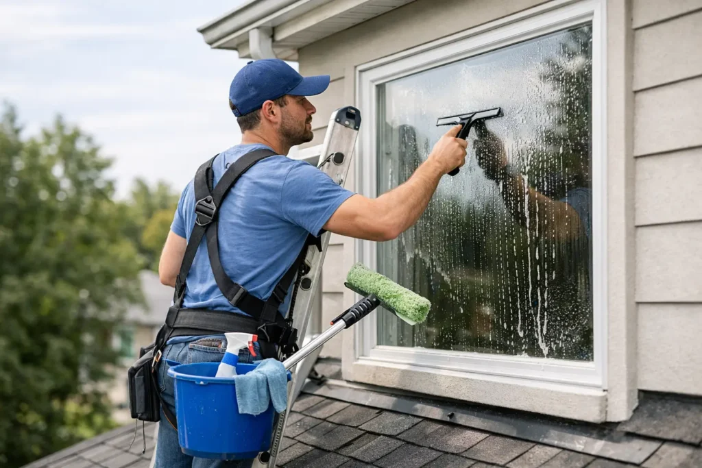 How to Clean Upstairs Windows Safely at Home